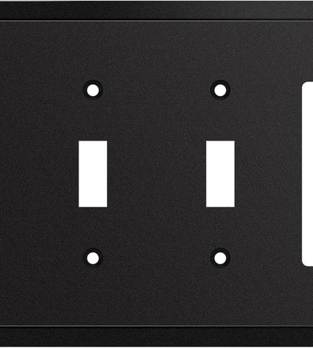 Modern Edge Decorative Wall Plate Switch Plate Outlet Cover, Durable Solid Zinc Alloy (Triple Toggle/Single Decorator, Matte Black)