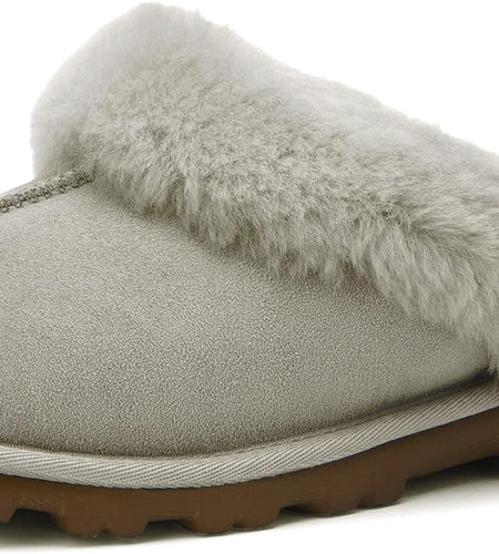 Genuine Australian Sheepskin Women Slippers, Water-Resistant Warm and Fluffy Outdoor House Slippers for Women
