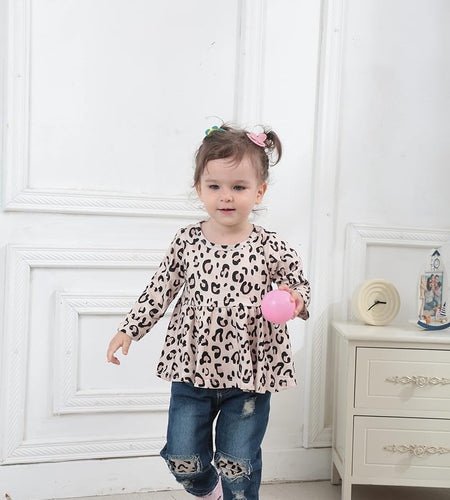 Infant Toddler Baby Girl Clothes Denim Jeans Outfits 2PCS Ruffle Floral Top + Ripped Denim Girls Pants Set 6M-4T